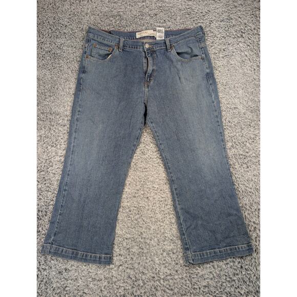 Levis 515 Jeans Womens 16 Blue Denim Capri Medium Wash Distressed Classiccore - Picture 3 of 9
